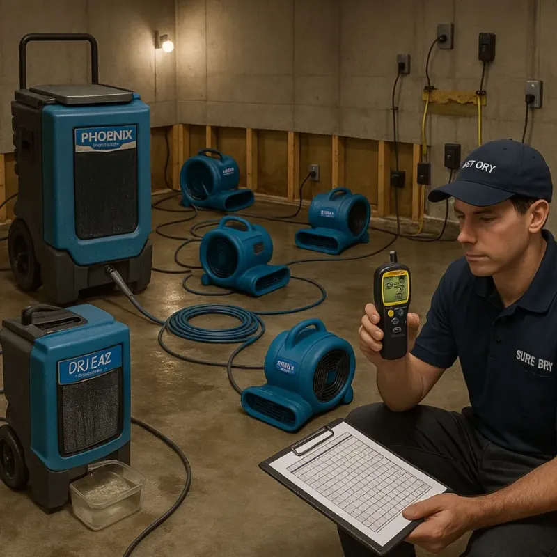 Structural Drying and Dehumidification process in Mucarabones, PR